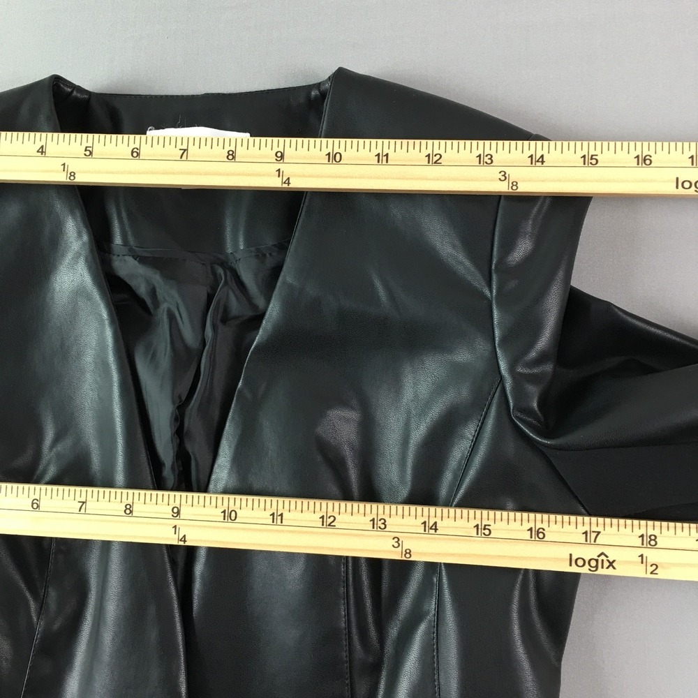 Calvin Klein Open Front Womens Faux Leather Black Jacket Business 8P/8CH/8TP New - Picture 7 of 16